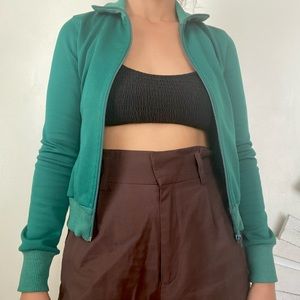 Vintage Green Zip Up Track Jacket